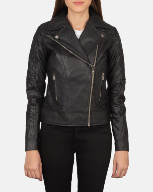 Crown Quilted Black Biker Jacket